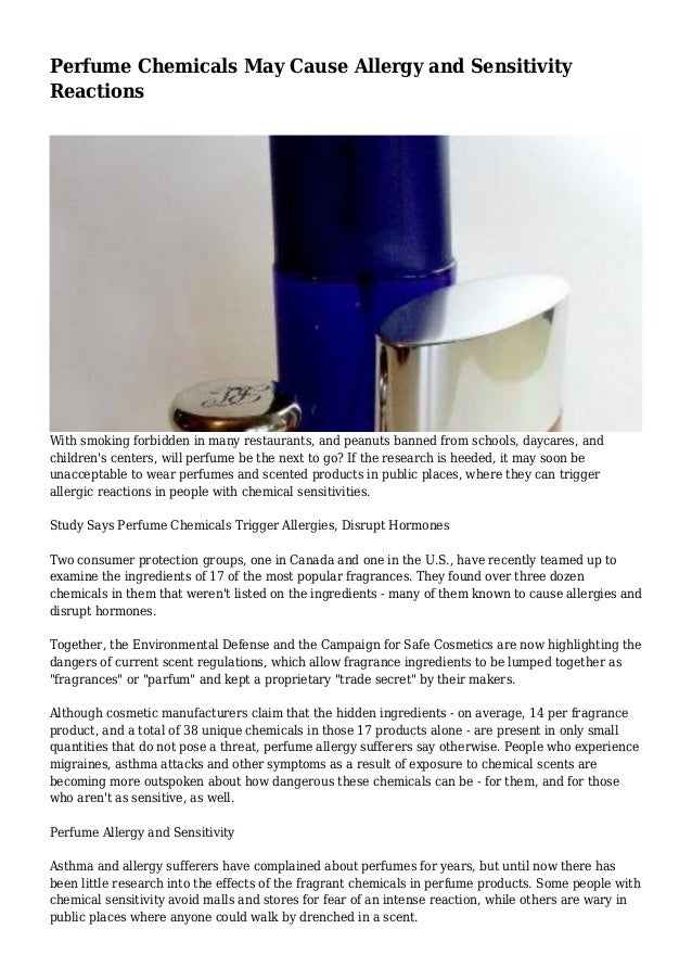 Perfume Chemicals May Cause Allergy and Sensitivity Reactions