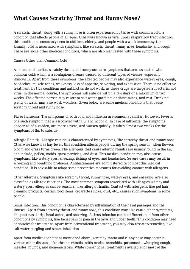 What Causes Scratchy Throat and Runny Nose?