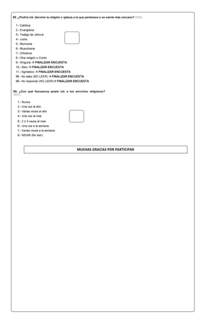 Cuestionario encuesta COES, primera parte