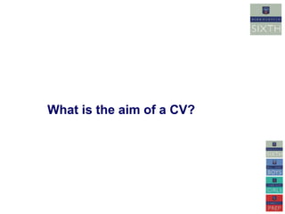 What is the aim of a CV? 
to get an Interview 
 