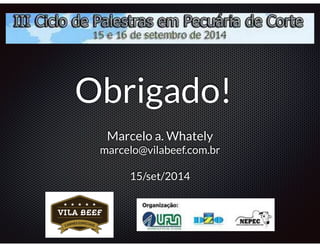 Obrigado! 
Marcelo a. Whately 
marcelo@vilabeef.com.br 
! 
15/set/2014 
