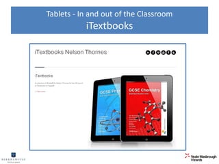 Tablets - In and out of the Classroom 
iTextbooks 
 