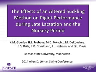 K.M. Gourley, H.L. Frobose, M.D. Tokach, J.M. DeRouchey, 
S.S. Dritz, R.D. Goodband, J.L. Nelssen, and D.L. Davis 
Kansas State University, Manhattan 
2014 Allen D. Leman Swine Conference 
 