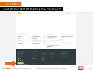… von E-Plus! 
Da muss man aber schon ganzgenau hinschauen! 
Donnerstag, 18. September 2014 copyright talkabout consulting (alle Rechte vorbehalten) 94 
 