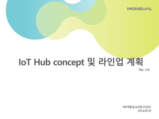 IoT Hub concept 및 라인업 계획
SW개발실/IoE팀/신승민
2014.09.18
Ver. 1.0
 