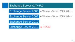 121
Robocopy のサンプル
Robocopy "¥¥server¥share" "D:¥Share" /ZB /COPYALL /E
/R:5 /W:10 /TEE /NP /ETA /LOG+:D:¥robocopylog.txt
次へ
オプションパラメーター 説明
/ZB 再起動モードを使用します。
アクセスが拒否された場合は、このオプションはバックアップモードを使用します。
/COPYALL すべてのファイル情報をコピー﻿します。
/E サブディレクトリをコピーします。このオプションでは、空のディレクトリもコピーします。
/R:5 コピーが失敗した時に「5」回再試行します。
/W:10 再試行時に「10」秒待機します。
/TEE ステータスをログファイルに出力するだけでなく、コンソールウィンドウにも出力します。
/NP コピー操作 (これまでにコピーされたファイルやディレクトリの数) の進行状況を表示しないよう指
定します。
/ETA ファイルコピーの推定完了時刻 (ETA) を表示します。
/LOG+:D:¥robocopylog.txt ステータスをログファイル（D:¥robocopylog.txt）に出力します。
既存のログファイルに追記します。
 