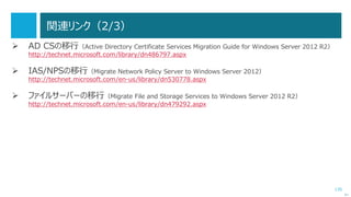 135
マイクロソフトのサーバーアプリケーションの移行
次へ
Web アプリケーション (IIS)
Exchange Server SharePoint Server
SQL Server
 