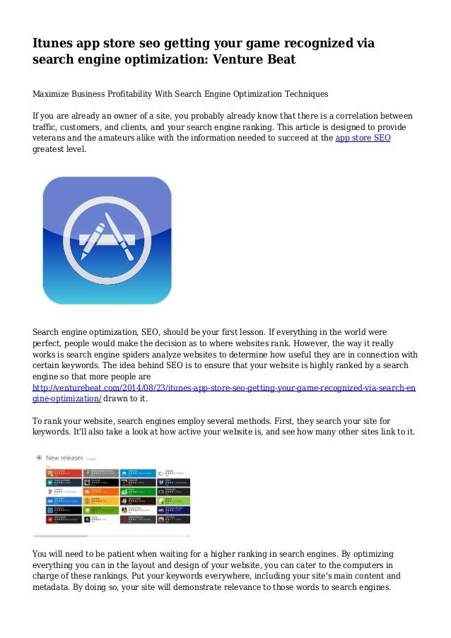 Itunes app store seo getting your game recognized via search engine o…