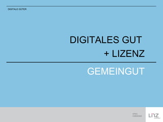 DIGITALES GUT 
+ LIZENZ 
GEMEINGUT 
DIGITALE GÜTER 
 