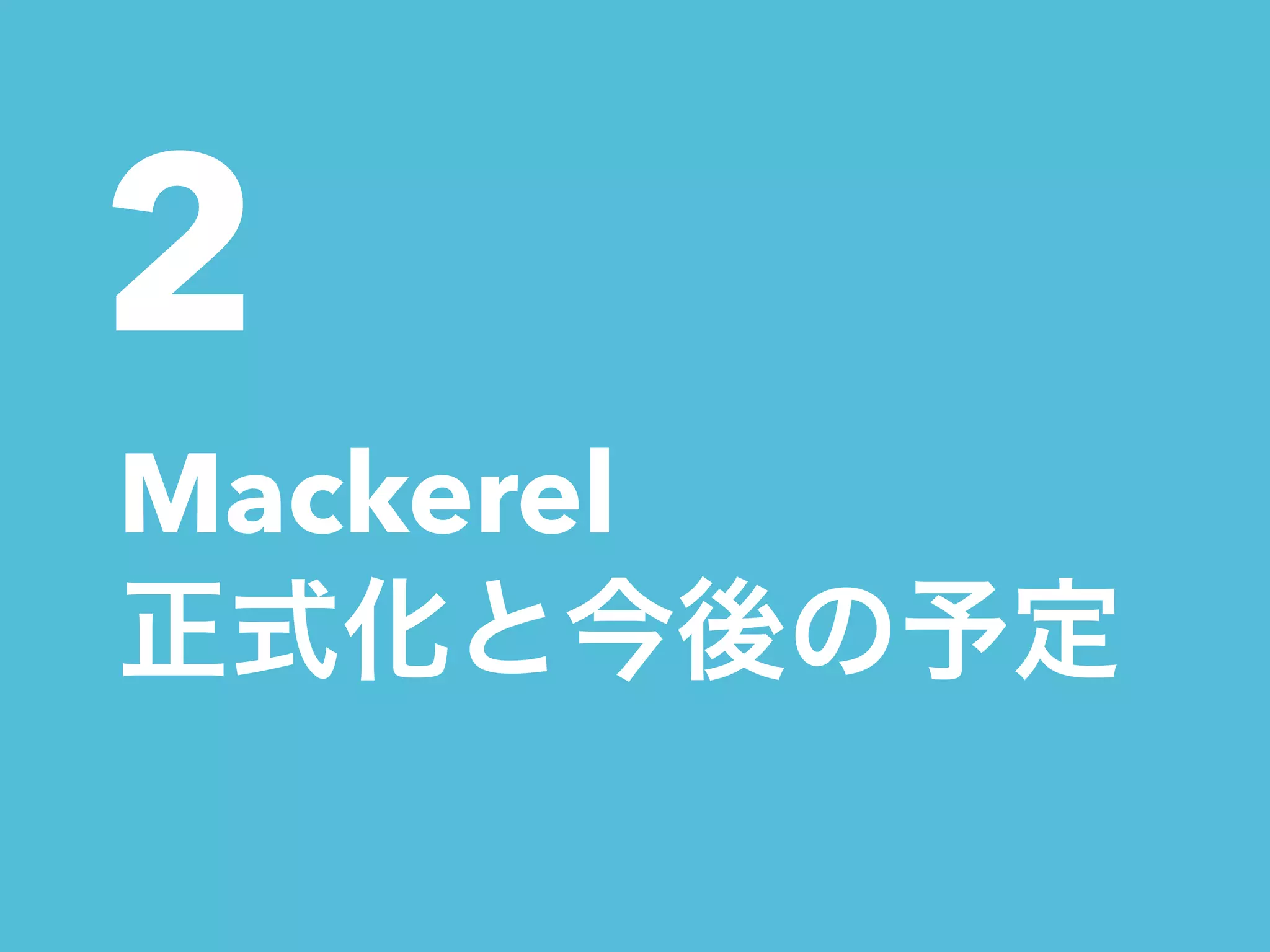 2 
Mackerel 
正式化と今後の予定 
 