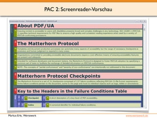 PAC 2: Screenreader-Vorschau 
Markus Erle, Wertewerk www.wertewerk.de 
 