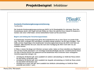 Projektbeispiel: Infoblätter 
Markus Erle, Wertewerk www.wertewerk.de 
 