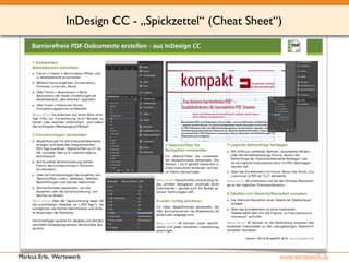 InDesign CC - „Spickzettel“ (Cheat Sheet“) 
Markus Erle, Wertewerk www.wertewerk.de 
 