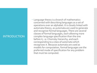 Types of Language in Theory of Computation