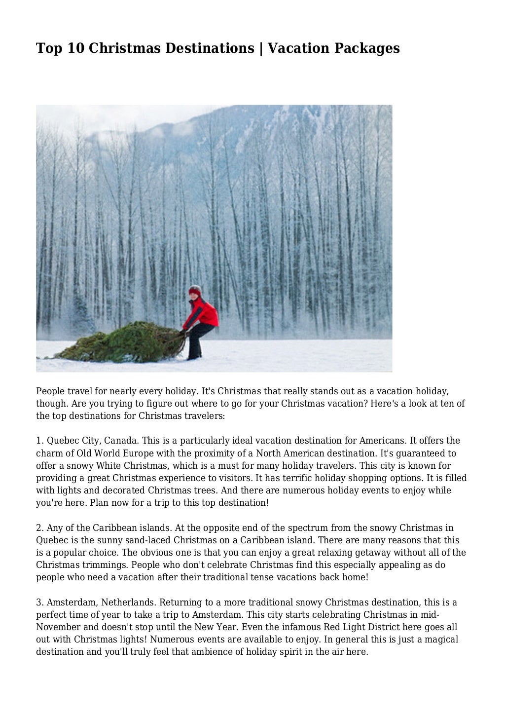 Top 10 Christmas Destinations Vacation Packages