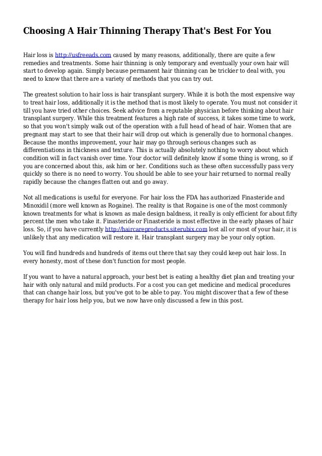 Choosing A Hair Thinning Therapy That's Best For You