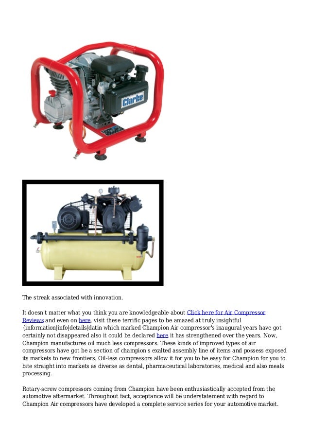 Know Your Champion Air Compressor
