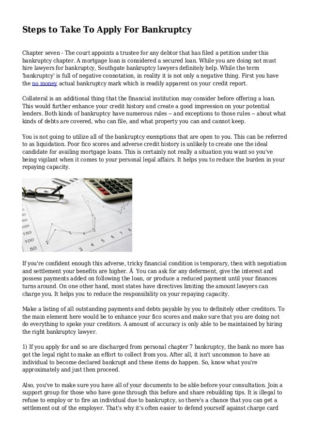 Steps to Take To Apply For Bankruptcy