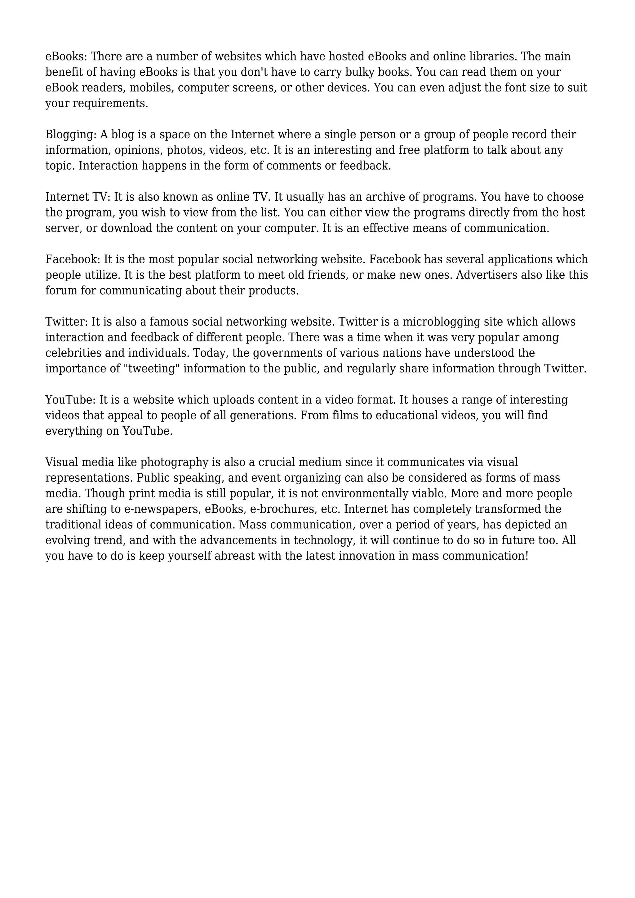 Different Types of Mass Media PDF