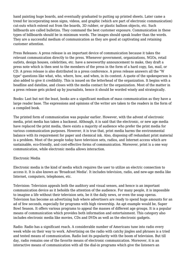 Different Types of Mass Media PDF