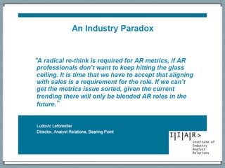 AR Forum - Analyst relations measurement panel