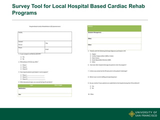 Survey Tool for Local Hospital Based Cardiac Rehab
Programs
 