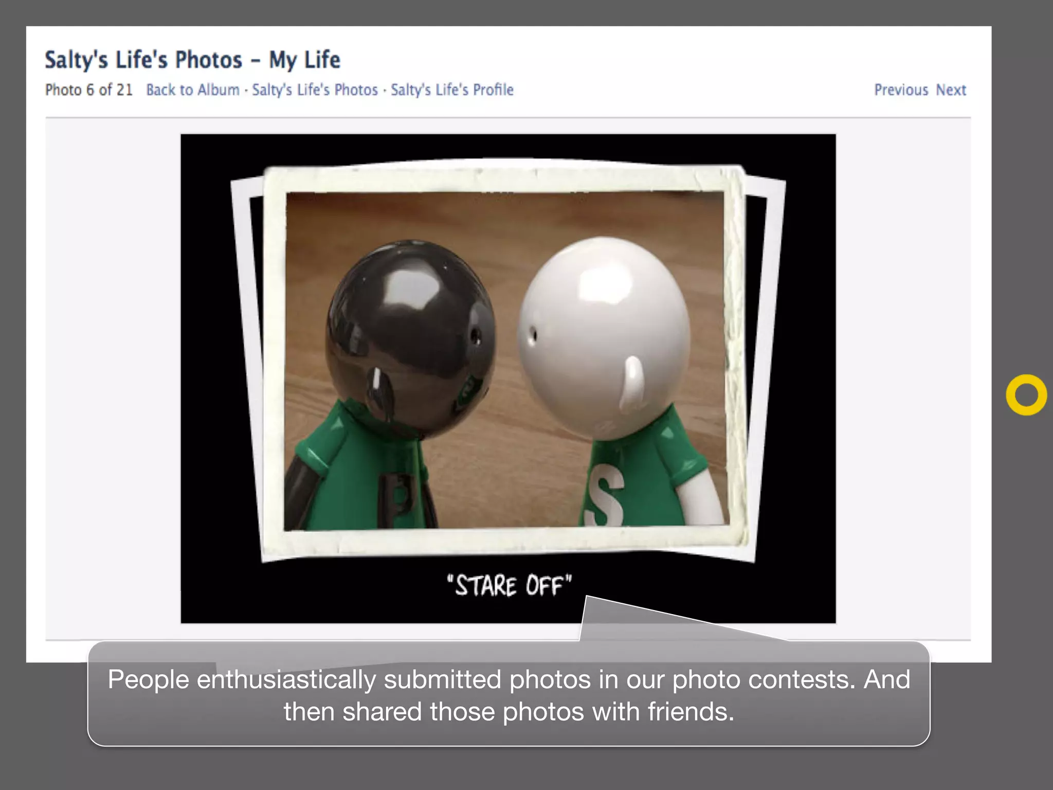 People enthusiastically submitted photos in our photo contests. And
              then shared those photos with friends.
 