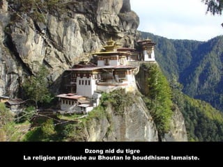 Dzong nid du tigre
La religion pratiquée au Bhoutan le bouddhisme lamaïste.
 