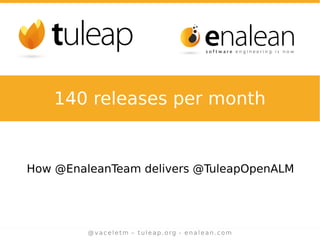 @vaceletm – tuleap.org - enalean.com
How @EnaleanTeam delivers @TuleapOpenALM
140 releases per month
 