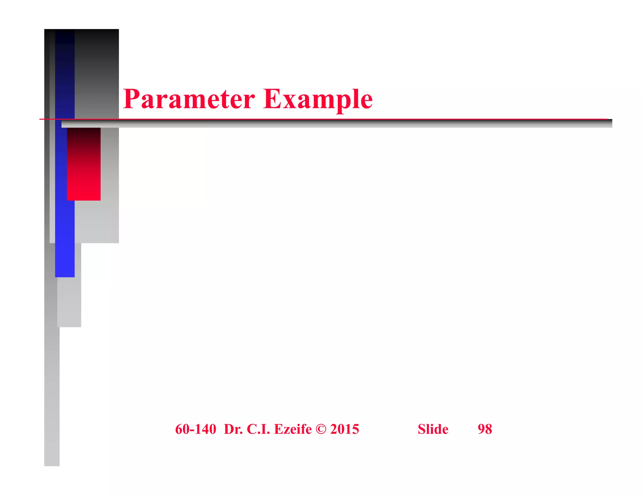 P t E l
Parameter Example
60-140 Dr. C.I. Ezeife © 2015 Slide 98
 
