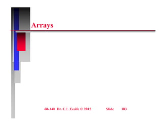 A
Arrays
60-140 Dr. C.I. Ezeife © 2015 Slide 183
 