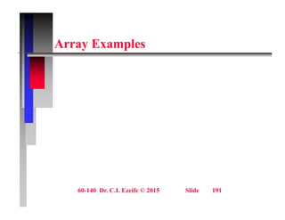A E l
Array Examples
60-140 Dr. C.I. Ezeife © 2015 Slide 191
 
