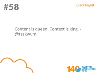 #58
#58
  Content is queen. Context is king. -
  @taskwum
 