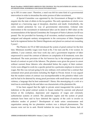INDENTURED LABOUR IN THE COLONIAL TEA PALANTATIONS OF ASSAM: A SAGA OF ...