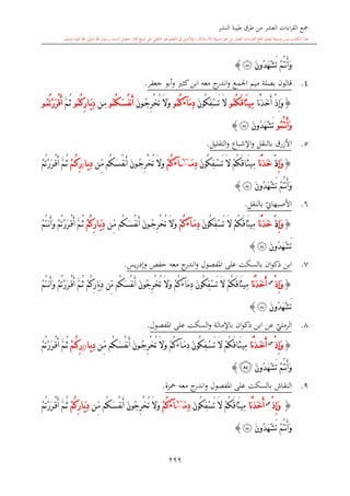 كتاب جمع القراءات العشر الكبرى تلاوة الشيخ أحمد طلبة وإشراف الشيخ يسري عوض وتفريغ الشيخ محمد حسين ويشمل من أول القرآن إلى نهاية الآية 141 من س