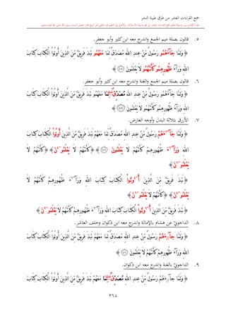 كتاب جمع القراءات العشر الكبرى تلاوة الشيخ أحمد طلبة وإشراف الشيخ يسري عوض وتفريغ الشيخ محمد حسين ويشمل من أول القرآن إلى نهاية الآية 141 من س