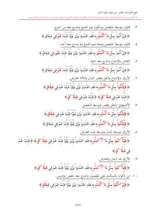 كتاب جمع القراءات العشر الكبرى تلاوة الشيخ أحمد طلبة وإشراف الشيخ يسري عوض وتفريغ الشيخ محمد حسين ويشمل من أول القرآن إلى نهاية الآية 141 من س