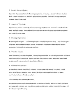 What are the key principles of contemporary interior space design? | PDF
