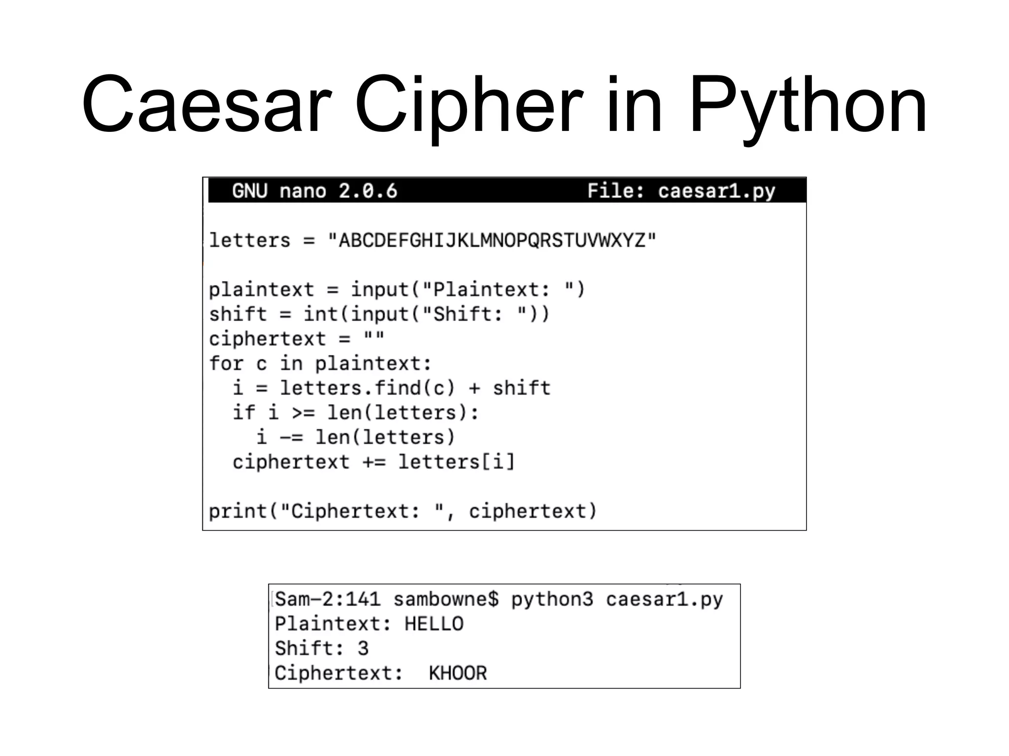 Caesar Cipher in Python
 