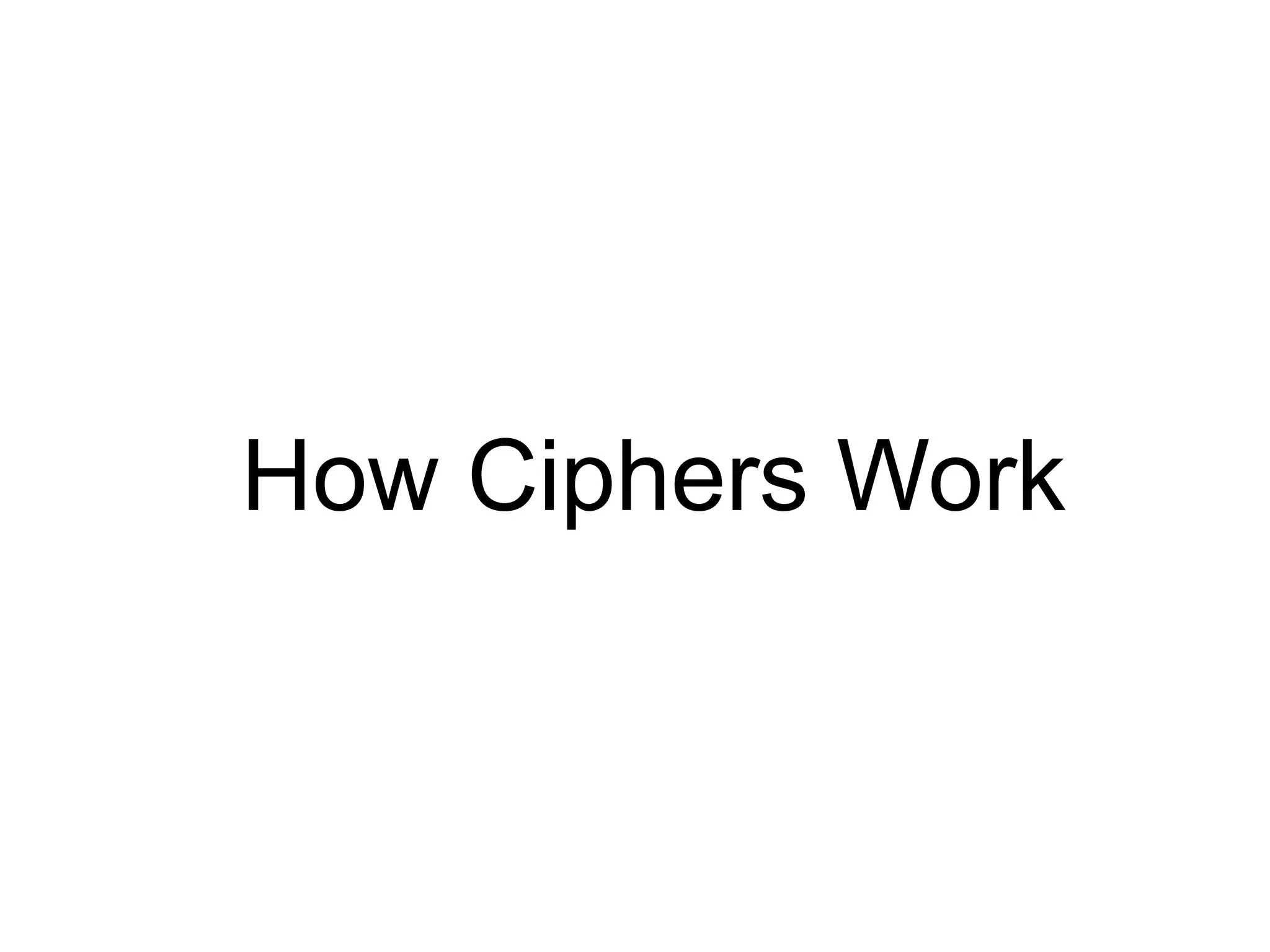 How Ciphers Work
 