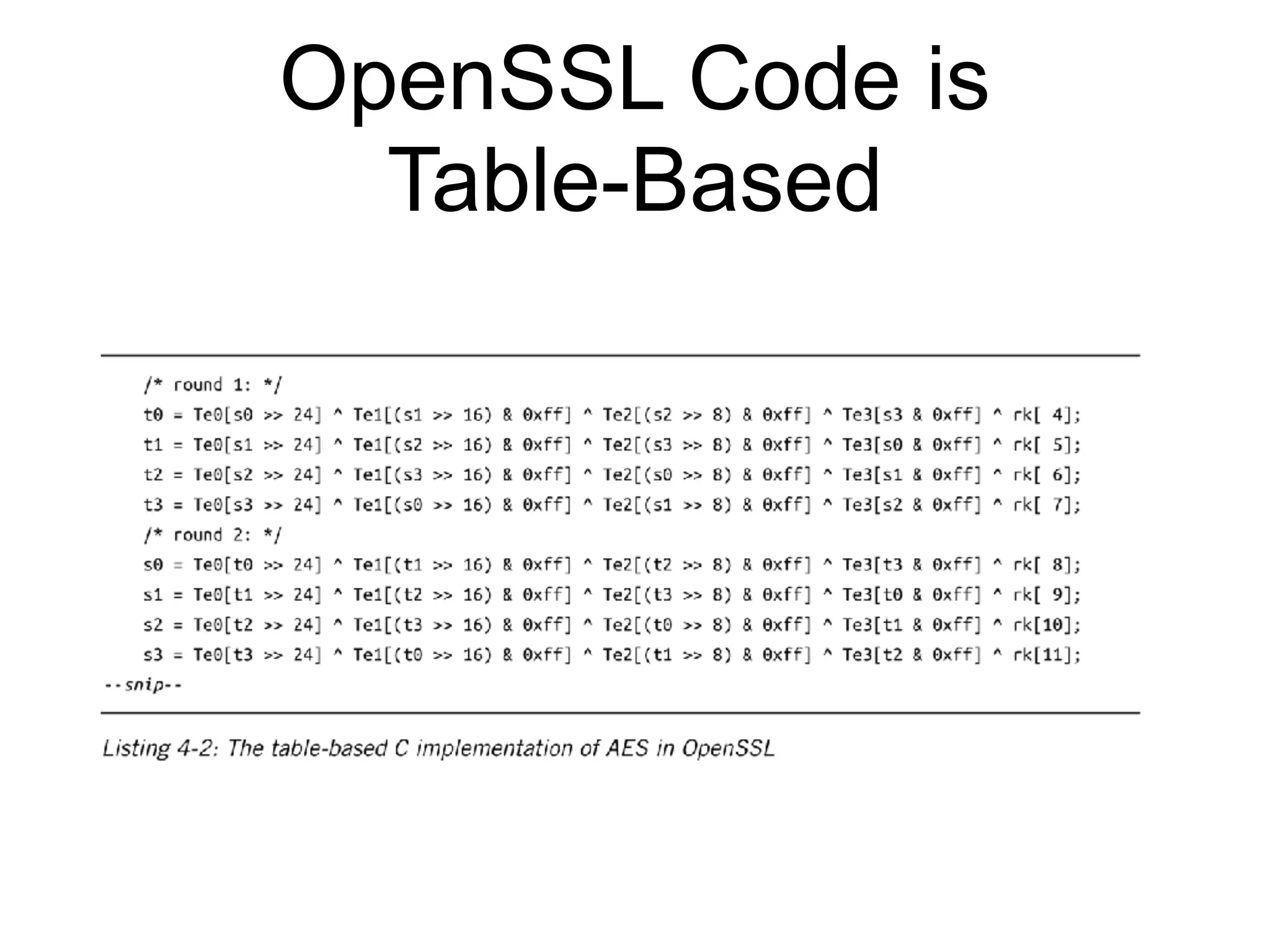 OpenSSL Code is
Table-Based
 