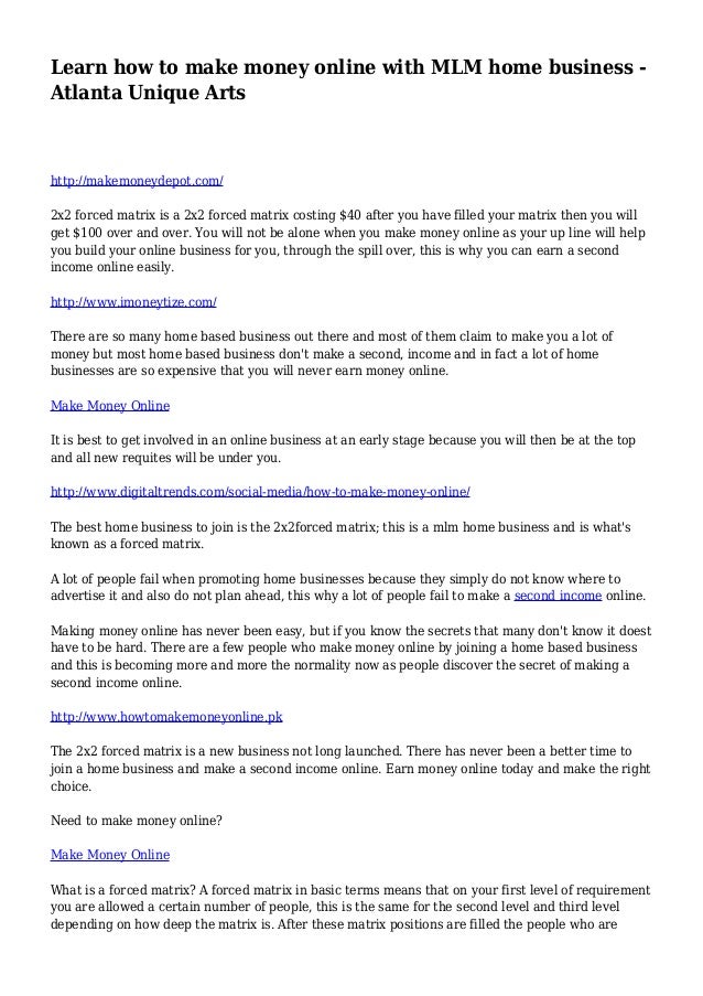 Learn How To Make Money Online With Mlm Home Business Atlanta Uniqu - learn how to make money online with mlm home!    business atlanta unique arts http