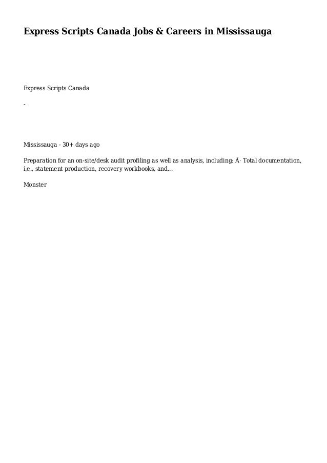 Express Scripts Canada Jobs & Careers in Mississauga