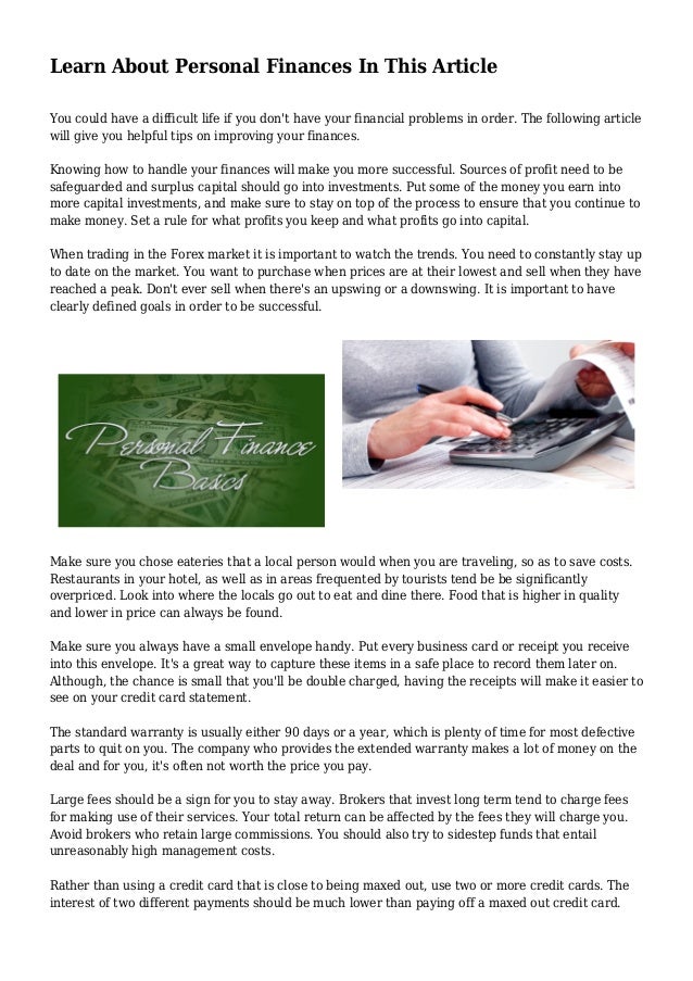 Learn About Personal Finances In This Article