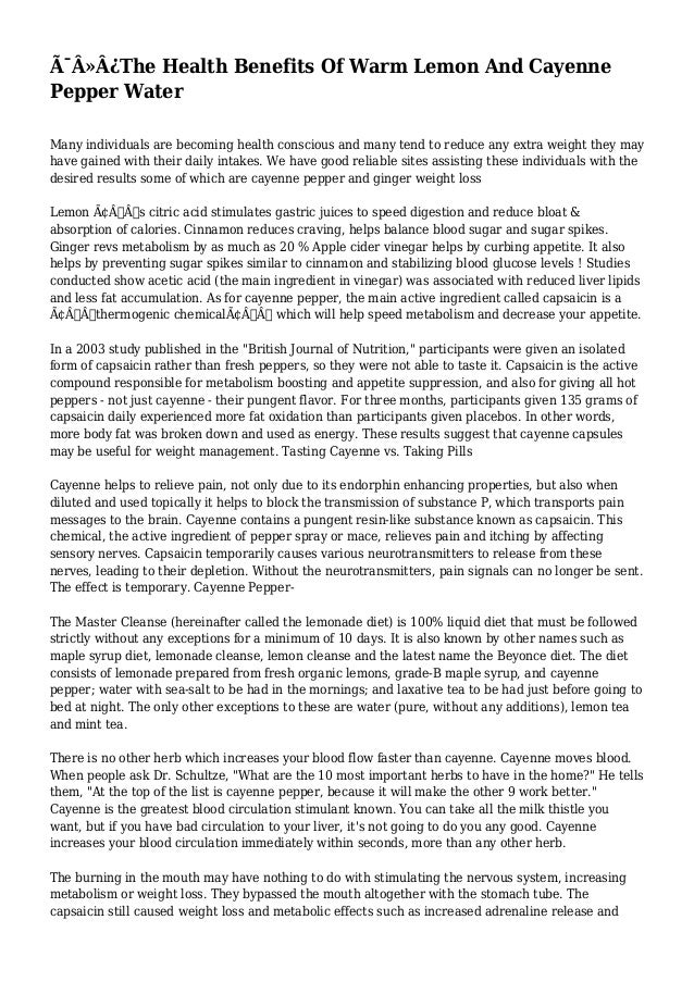 The Health Benefits Of Warm Lemon And Cayenne Pepper Water