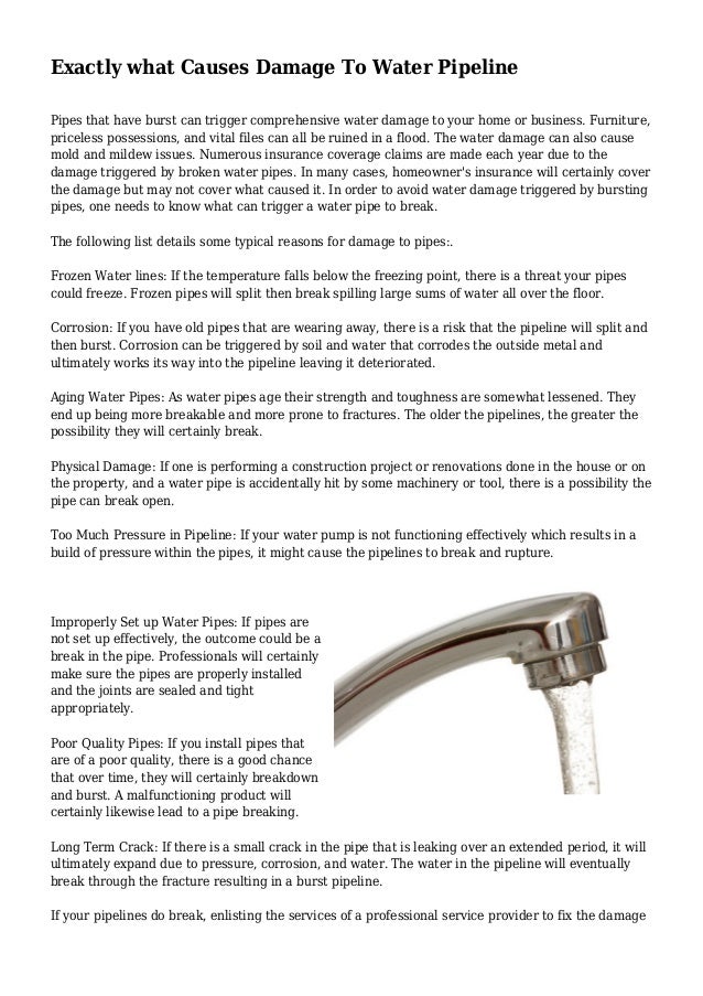 Exactly what Causes Damage To Water Pipeline