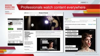 @_____________ #MME14 
Professionals watch content everywhere 
Copyright © 2014, Oracle and/or its affiliates. All rights ...