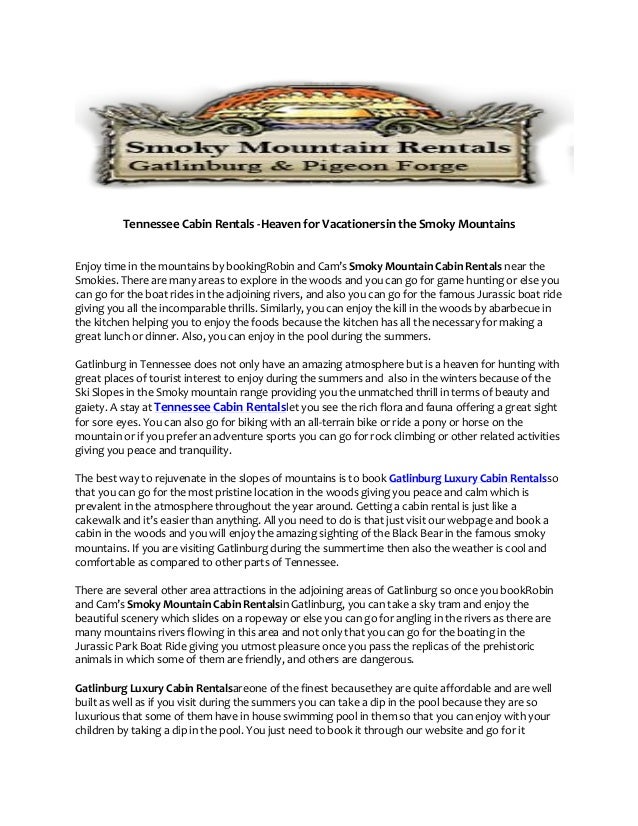 Tennessee Cabin Rentals Heaven For Vacationers In The Smoky Mountai