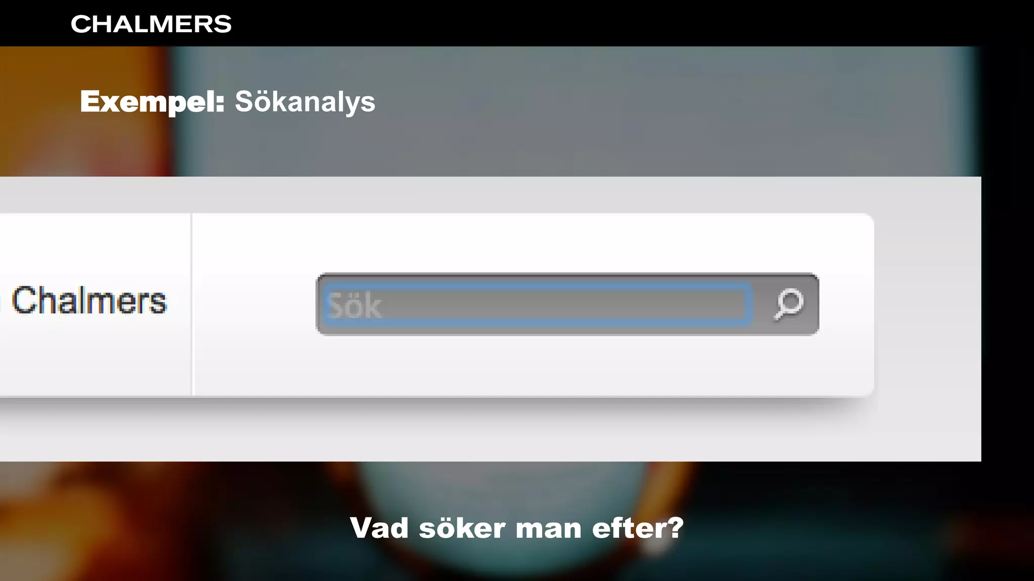 Exempel: Sökanalys
Vad söker man efter?
 