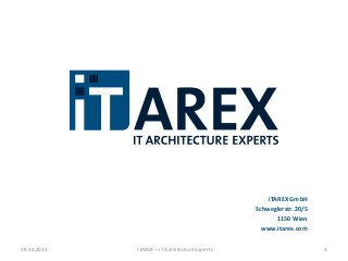 iTAREX–IT ArchitectureExperts 
iTAREXGmbH 
Schweglerstr. 20/5 
1150 Wien 
www.itarex.com 
28.10.2014 1 
 